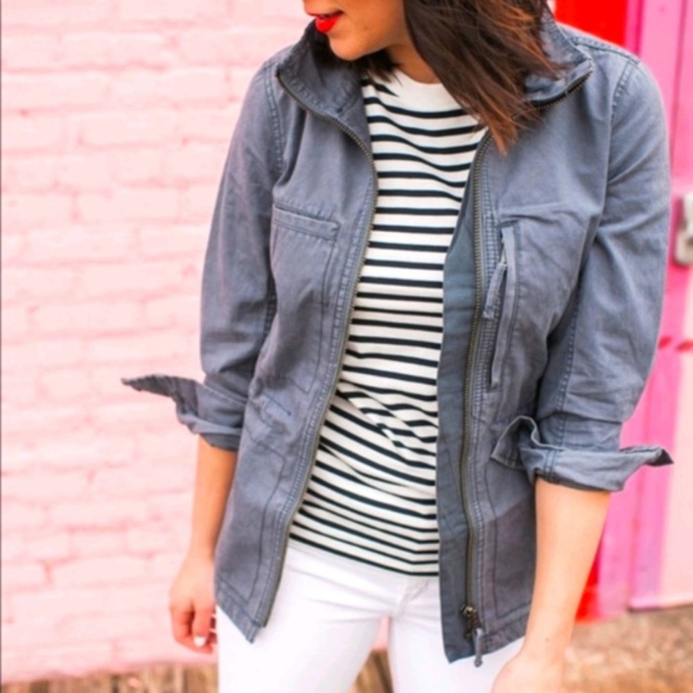 Madewell Distressed Fleet Utility Full Zip Jacket